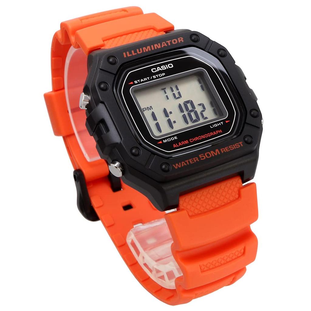 Casio Стандартные цифровые часы W-218H-4B2V унисекс оранжевый дешевые Casio параллельный импорт