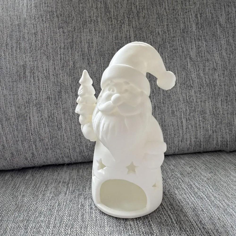 Unpainted Christmas Candle Holder 3D Printed Gnome Shape Candle Holder Christmas Table Decor
