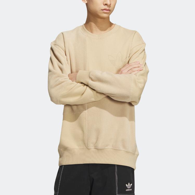 Adidas Оригинальный трилистник Miffy Collaboration Series с принтом логотипа, толстовка с круглым вырезом, мужские топы, льняные, цвета хаки, коричневые, HY7293