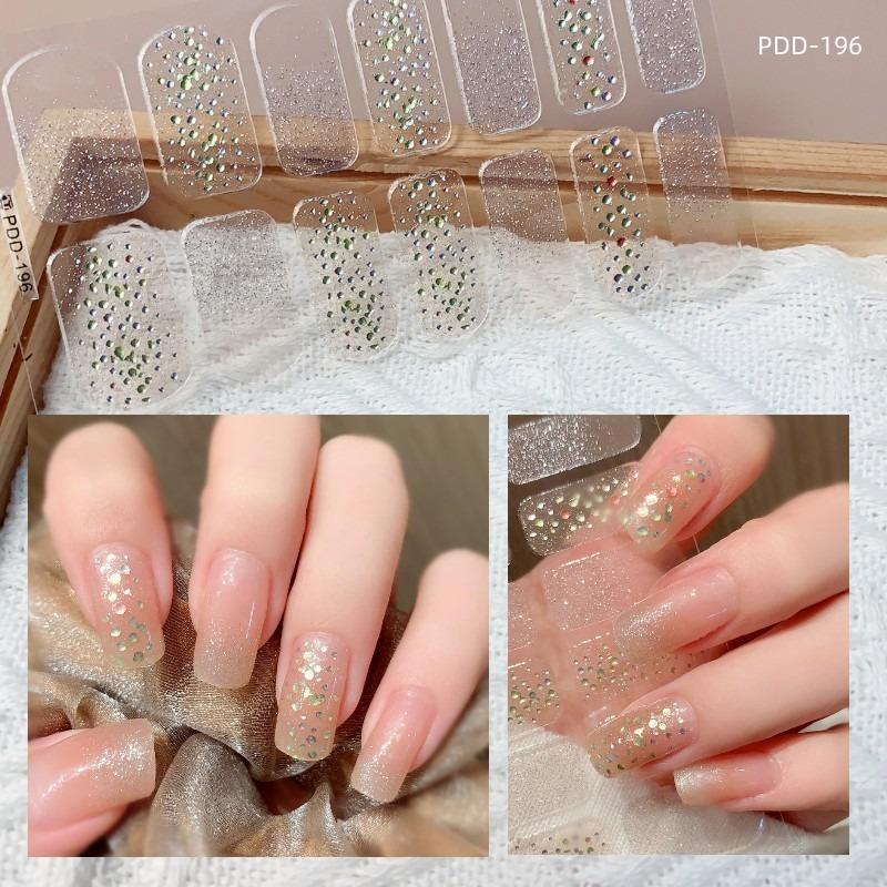 60 стилей DIY полуотвержденные гелевые наклейки для ногтей долговечные однотонные свежие цветы весной полоски для ногтей патч-слайдер наклейка с полным покрытием