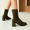 Elegant Autumn/Winter Suede Ankle Boots with High Heels and Round Toes (Sizes 40-48) for Women