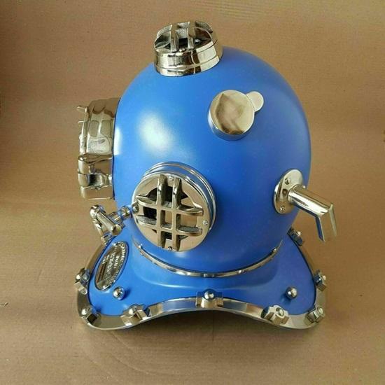 45,72 см Шлем для подводного плавания ВМС США Mark V с синей отделкой для подводного плавания в глубоководных районах