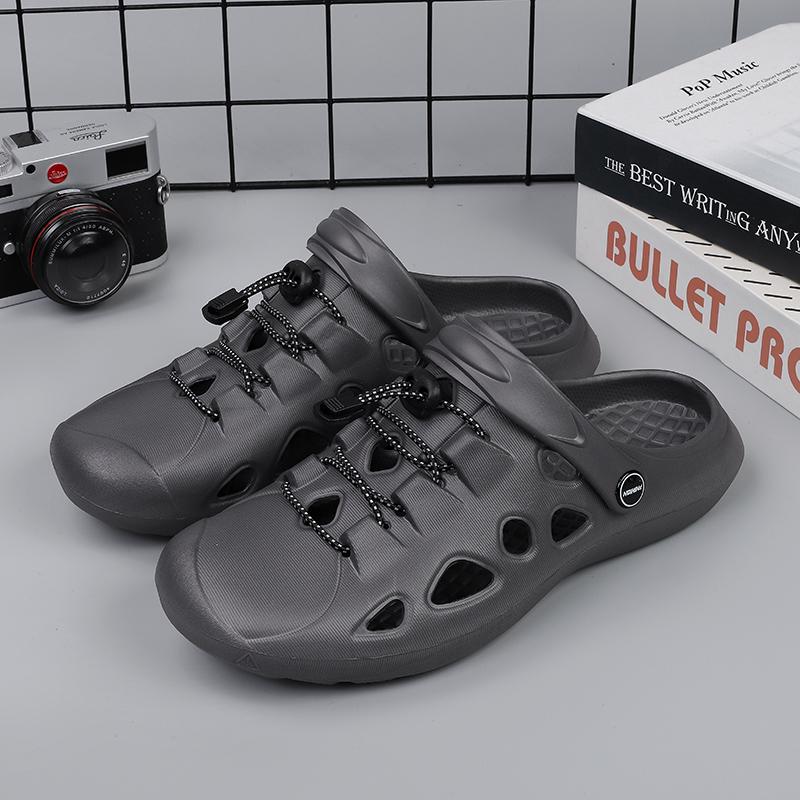 Мужские летние нескользящие мягкие шлепанцы из ЭВА, мужские уличные сандалии с отверстиями для сада, повседневные дышащие удобные плоские домашние тапочки