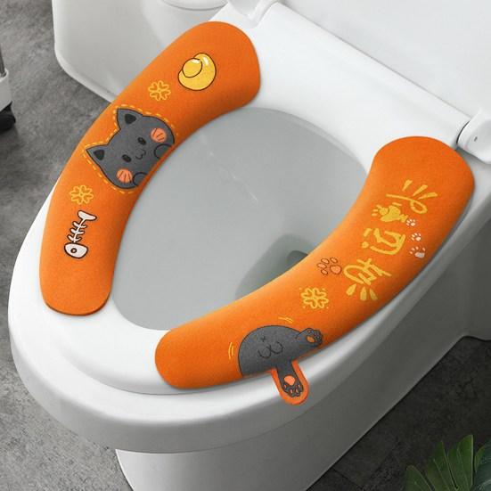 1 пара чехлов на сиденья унитаза изысканный узор универсальный моющийся практичный крой свободный мультяшный принт коврики для унитаза с подъемником для домашнего хозяйства