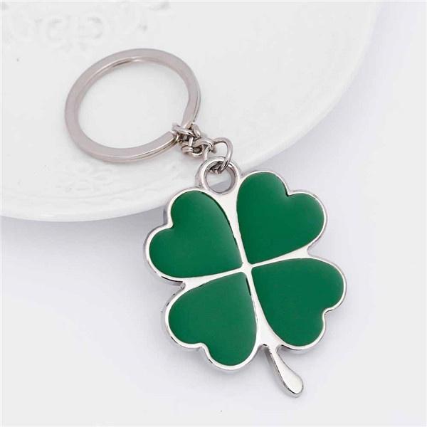 St. Patricks Day Lucky Clover Green Color 316L Stainless Steel Key Chain Car Key Accessories KTY