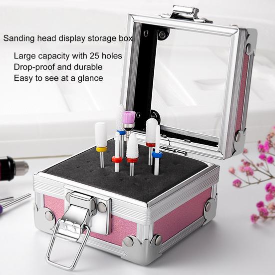 Подставка для маникюрных сверл Yousheng с прозрачным верхом, защитой от падений, защитной защелкой, 25 слотов, держатель для хранения кисточек для маникюрных сверл, принадлежности для маникюрного салона