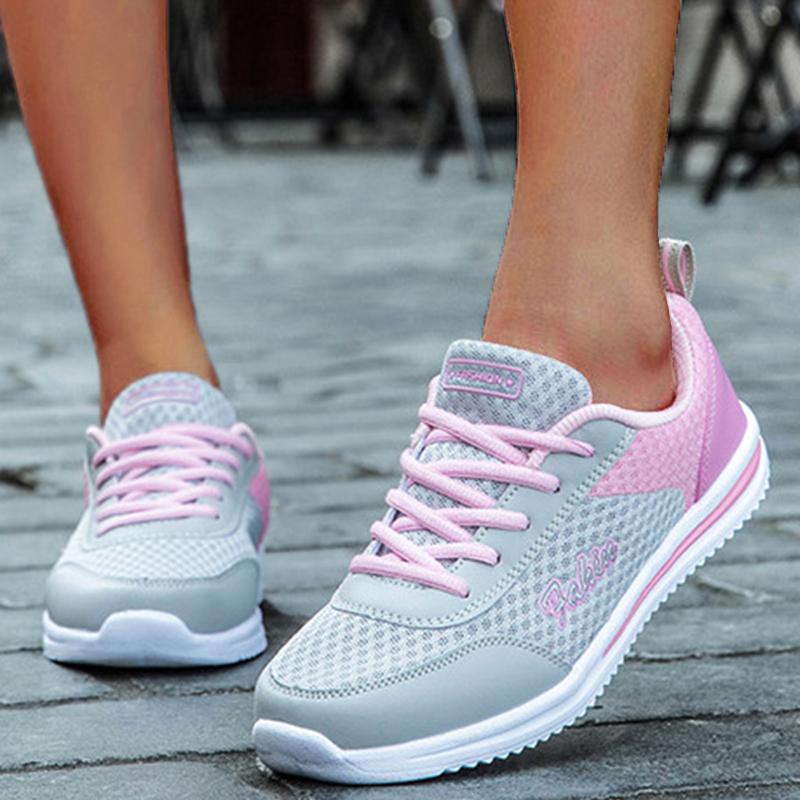 Fashion Breathable Sneakers For Women 2024 New Fashion Solid Color Soft Women Sneakers Mesh Fabric Lace Up Woman Shoes Female Footwear