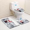 Рождественский коврик для ванной, туалетный трехпредметный набор