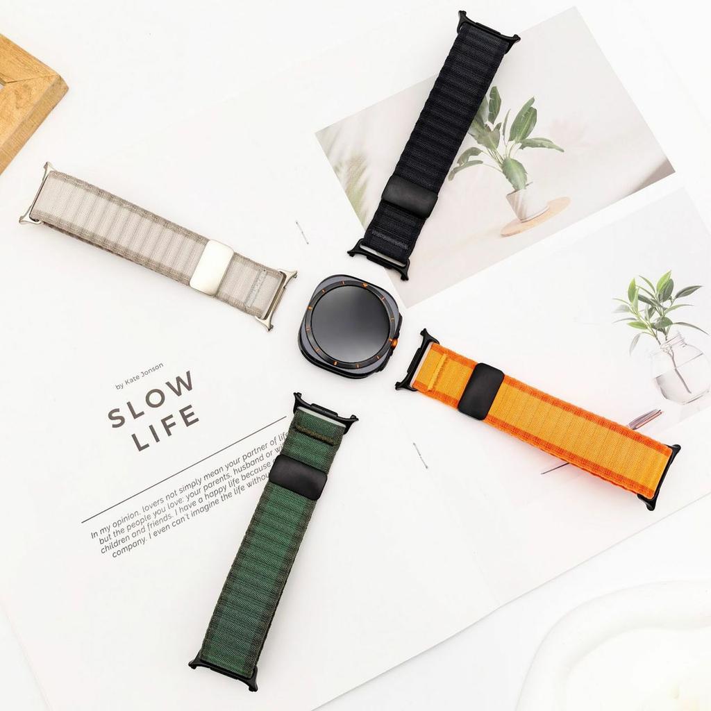 Для Samsung Galaxy Watch Ultra (2025) 47 мм / Ultra 47 мм Ремешок для часов Магнитная застежка Широкий Волнистый узор Нейлоновый ремешок на запястье