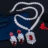 Bridal Zircon Necklace Earrings Set Chain Wedding Reception Dinner Party Jewelry Set Multi-Color Optional