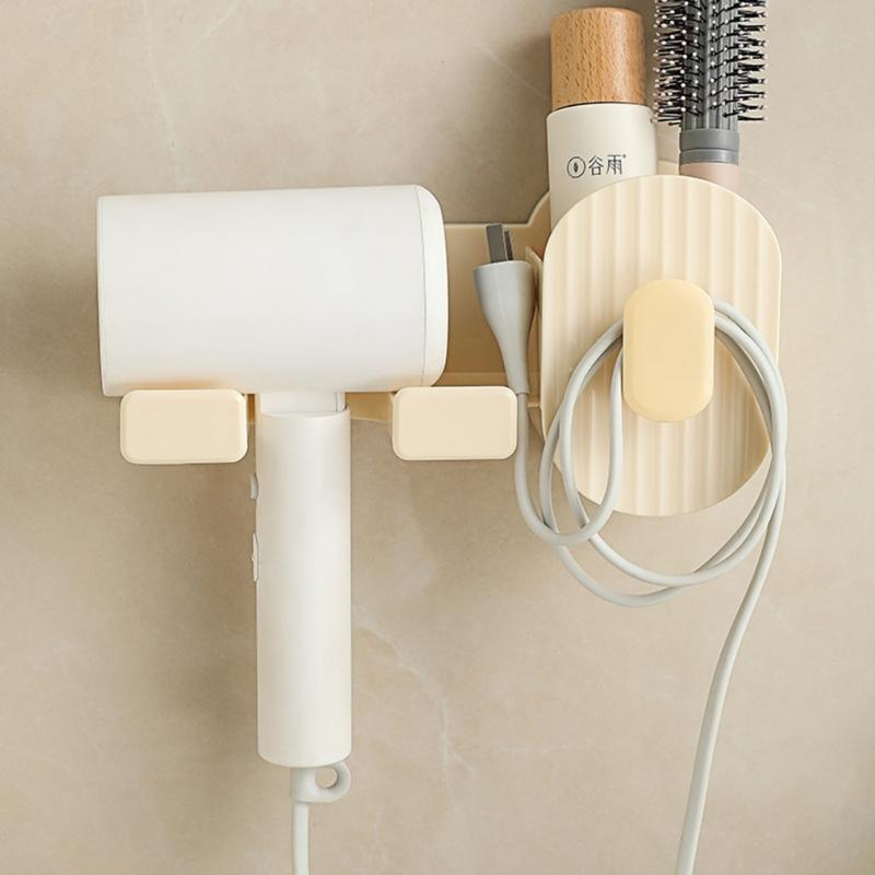 Adhesive Bathroom Hair Dryer Holder Vanities Storage Station For Styling Tools Makeup Accessories Easy Installation