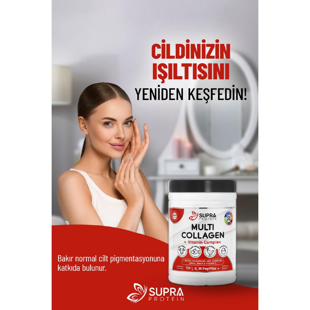 Мультиколлагеновый мультивитаминный порошок Формула 5 типов коллагена, витаминов, добавок для здоровья и красоты