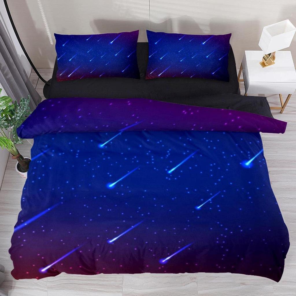 Пододеяльник с изображением метеорита и звезд, комплект постельного белья, ночное небо, сияющие звезды, покрывало для детей и подростков, для взрослых, полиэстер, пододеяльник размера King Size