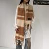 Autumn and Winter New Scarf Women's Atmosphere Contrasting Color Plaid High-end Sense Warm Scarf Thickened Handmade Fringed Shawl Scarf