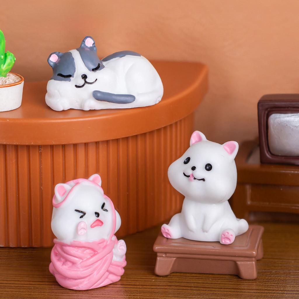 Cute Cartoon Resin Cat Statues For Office Desk Resin Craft Decorations