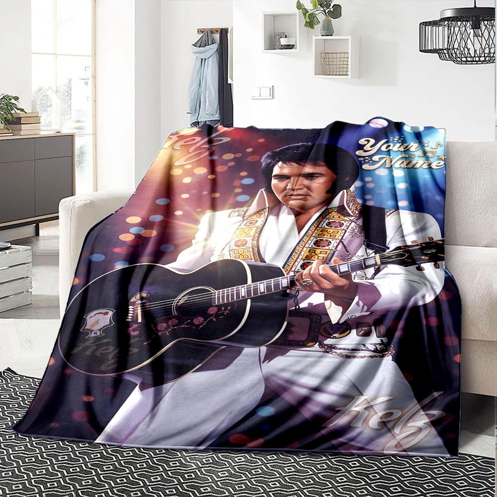 Elvis Presley Personalized Text Blanket Lightweight Customizable Blanket Durable Comfort Throw For Bed Livingroom Home Decor Office