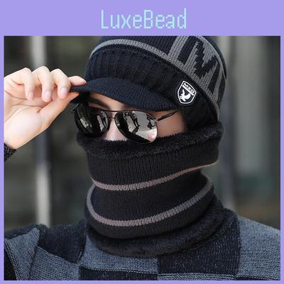 Вязаная мужская зимняя шапка-бини с флисовой подкладкой для использования на открытом воздухе в холодную погоду