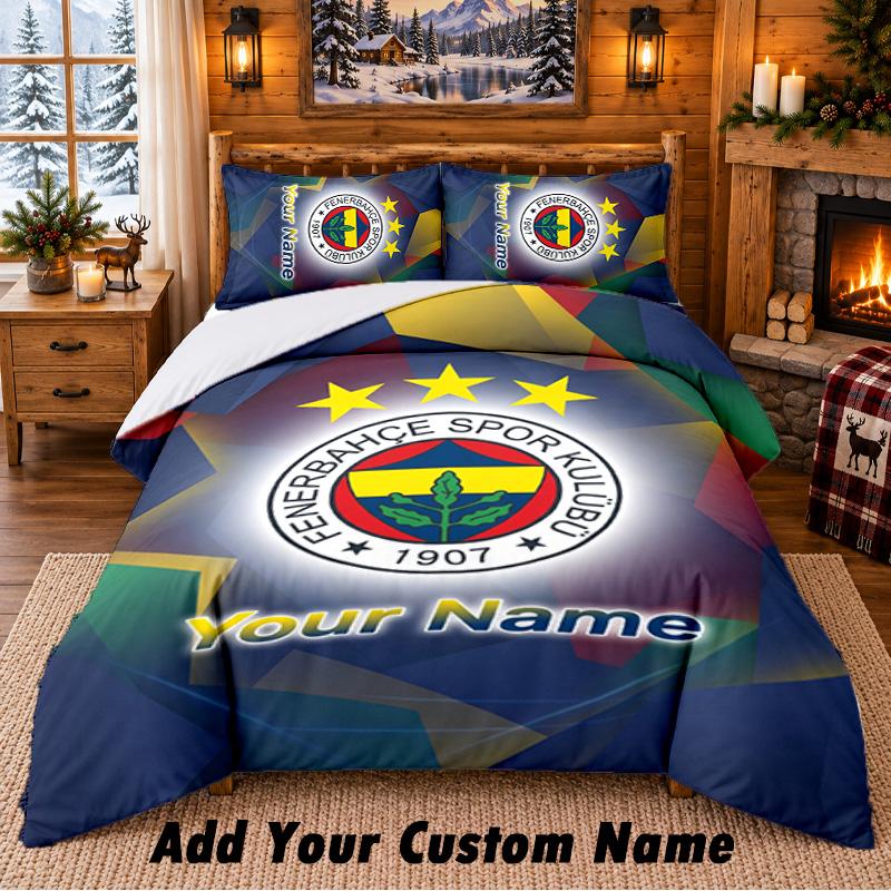 Fenerbahçe FC Pattern Bedding 3Pcs Set Custom Name, Bed Sheet And Pillowcases For Home Bedroom