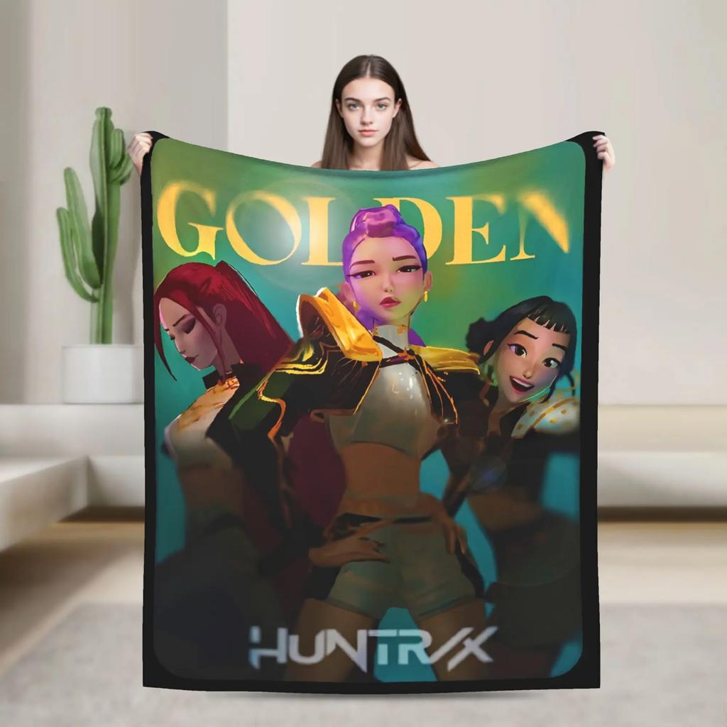 Super Soft Decorative Throw Blanket KPop Demon Hunters Anime Flannel Bedspread for Couch Bed Sofa Cover