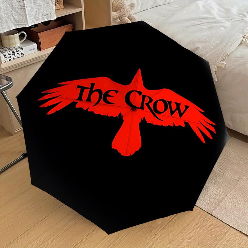 1pc The Crow Automatic Umbrella | Portable Foldable 8-Rib Manual Open, Cute Halloween & Christmas Gift for Outdoor, Casual Accessory, Durable Canopy y