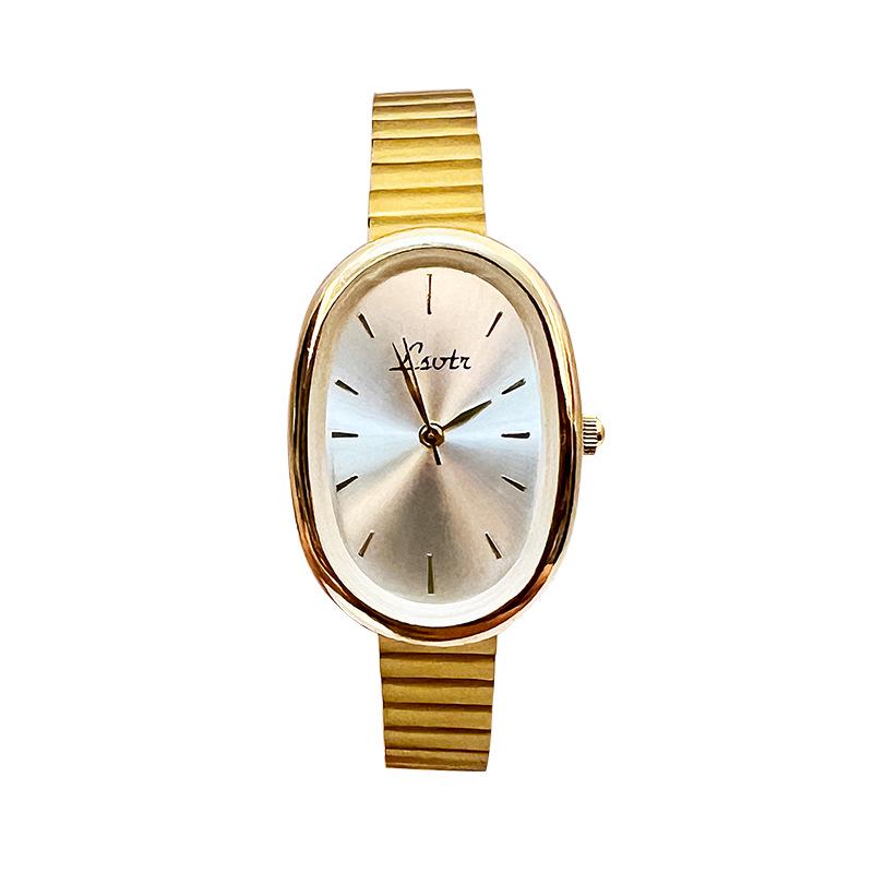 Gold-Toned Women's High-End Quartz Fashion Watch with Steel Band