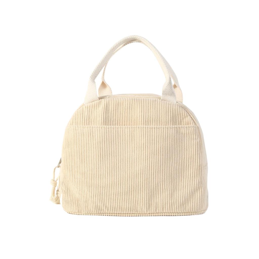 Corduroy Large-Capacity Insulated Lunch Bag for Women - Portable, Heat-Preserving Bento Tote