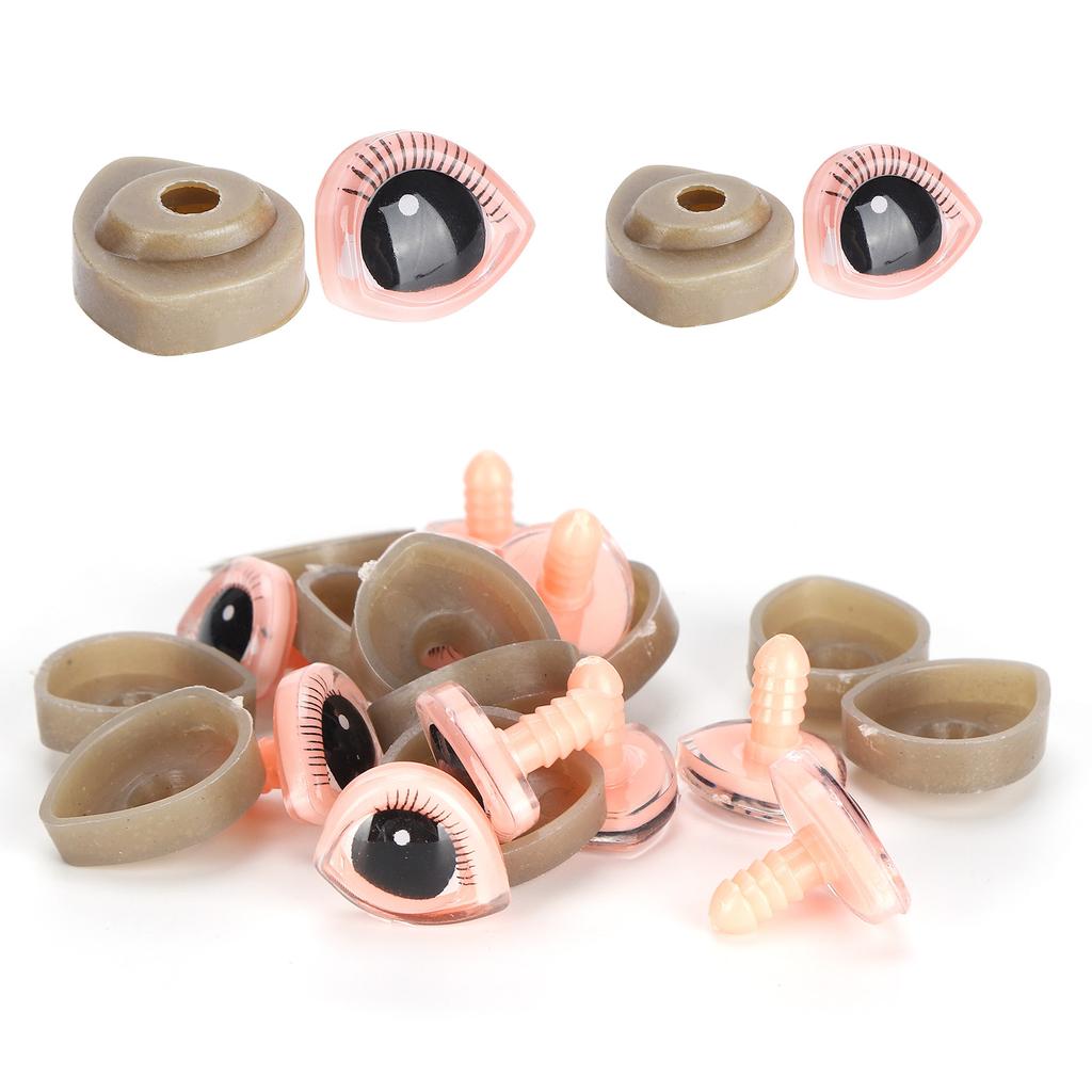 Triangular Doll Eyes with 3D Eyelashes 10 Sets Plastic Cartoon Eyeball Accessories for Making Anime Model Craft Replacement
