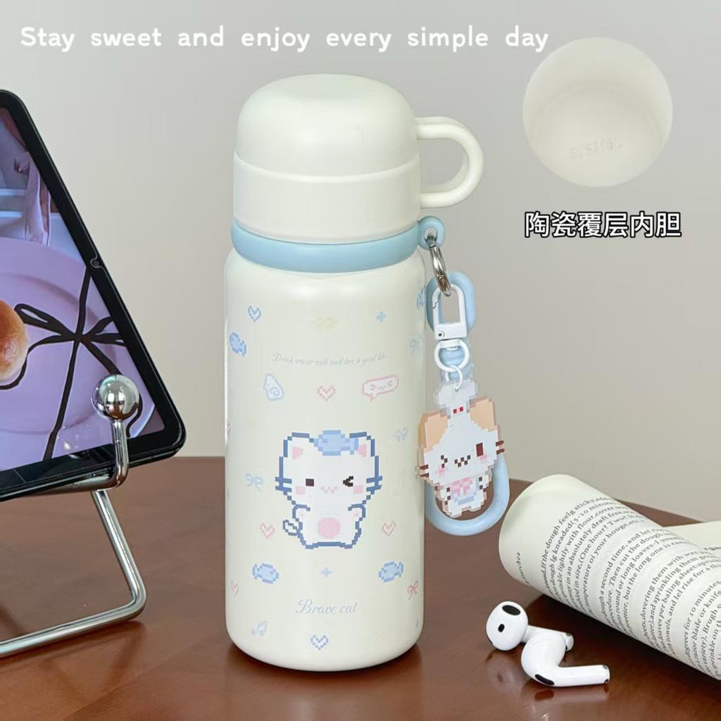 Original large-capacity cup, three-drink thermos cup, special straw thermos cup for girls and high-value students to go to school