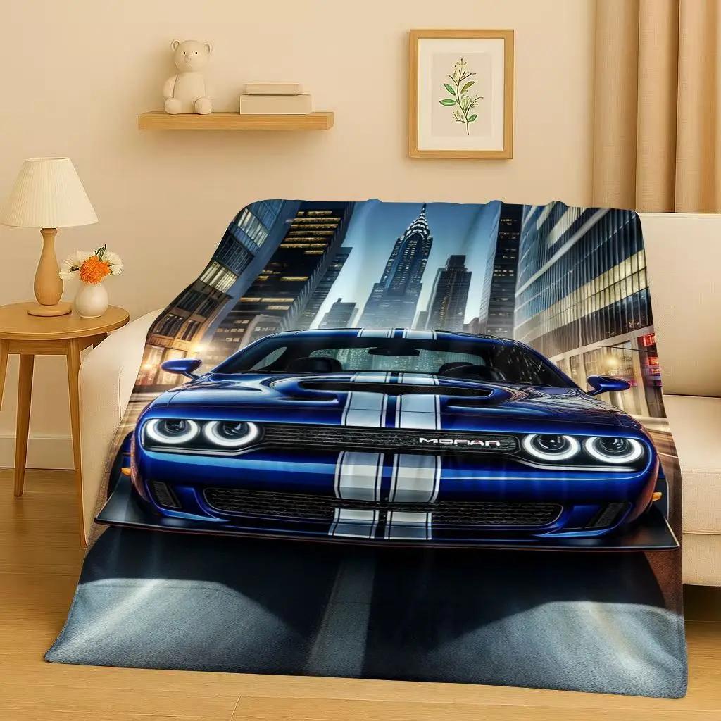 New Mustang Racing Car Logo Flannel Blanket,Ultra Soft Warm Plush Throw for Home Bedroom Bed Sofa Cover Picnic Kids Office