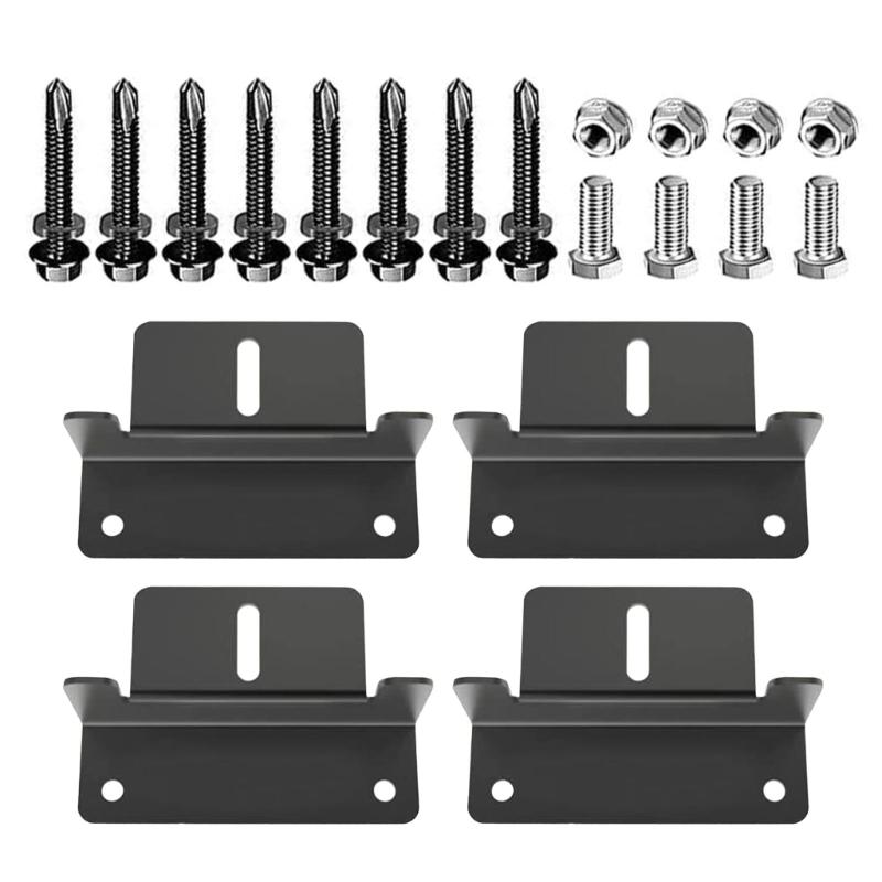 Солнечные Z-кронштейны Черные алюминиевые кронштейны для солнечных панелей с гайками и болтами Простая установка для кемперов и крыш домов