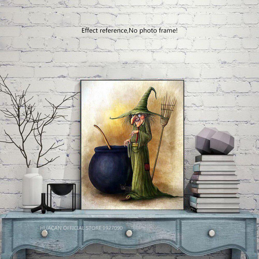 Diamond Embroidery Witch Paint With Diamonds Portrait DIY Halloween Diamond Painting