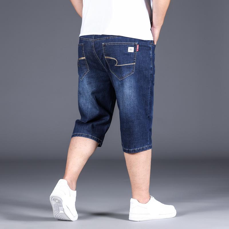 Новые летние мужские джинсовые шорты большого размера, эластичные свободные джинсовые брюки, мужские толстые пятиминутные шорты Tide