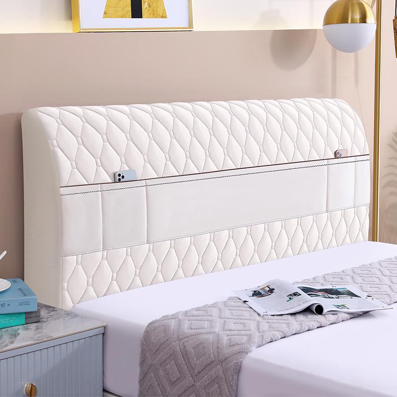 Off-white Thickened Upholstered Headboard Cover - Full Size, Simple and Soft