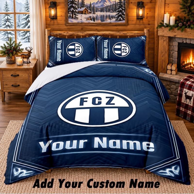 FC Zürich Pattern Bedding 3Pcs Set Custom Name, Bed Sheet And Pillowcases For Home Bedroom