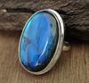 Large Labradorite Ring for Women, 925 Solid Sterling Silver Gemstone Ring, Oval Shape Blue Flashy Labradorite, Statement Ring