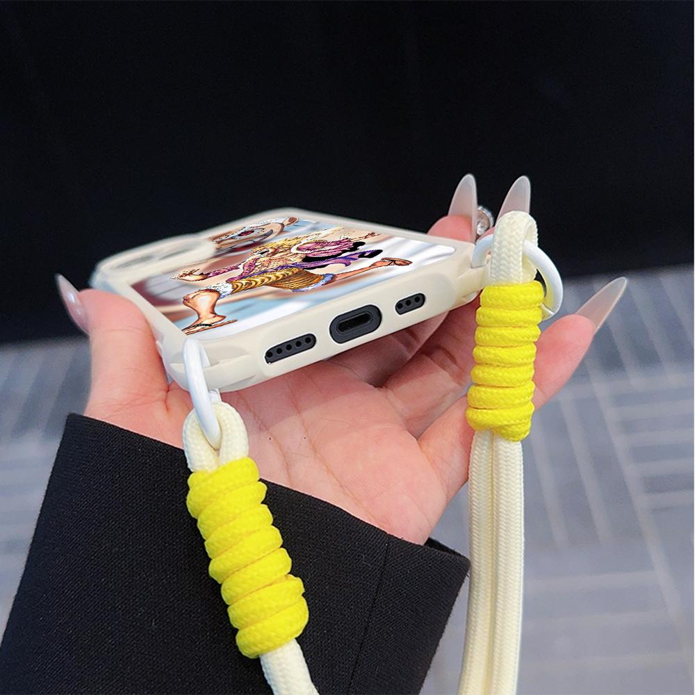 Мягкие чехлы для телефонов Ae92 One Piece Luffy Gear 5 для iPhone 16 15 14 13 12 11 Pro Max 7 8 Plus XR XS с ремешком на запястье, защитным шнурком для углов, задняя крышка