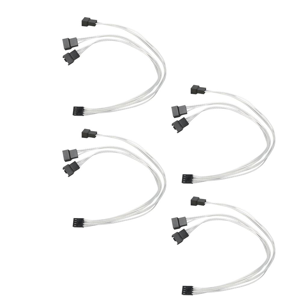4pcs PWM Fan Extension Cable 4 Pin Silver Coated Copper Wire PC Fan Extension Cable for PC Cooling