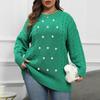Women's Pullover Top Round Neck Woven Beaded Sweater New Fall Winter Bottoming Shirt