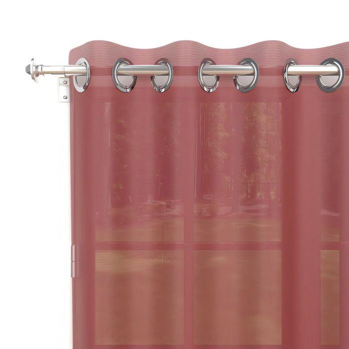 Red Sheer Curtain with Metal Eyelets 135x250 Cm