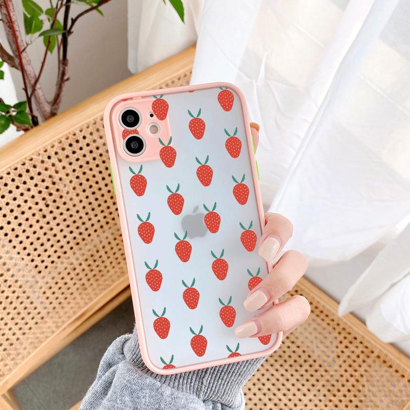 Летний Фруктовый Чехол для Телефона для iPhone 16 15 12 11 14 13 Pro Max Mini X XR XS 7 8 Plus SE2 Задняя Панель Клубничный Ударопрочный Чехол