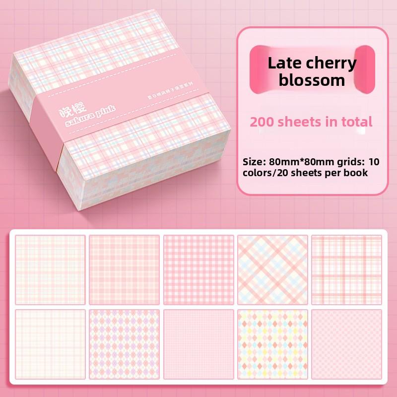 Simple Grid Square Notes Non-sticky Journal Diary Message Scrapbook Material Decorative Backing Paper Back To School Memo Pad