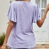 Свободная женская футболка с рукавом-бабочкой 2023 года, летние однотонные повседневные футболки с оборками, женская мода, футболки с круглым вырезом, топы 25978