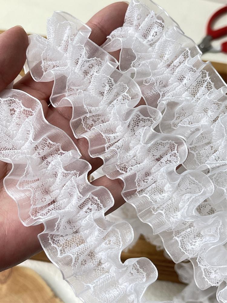 White Pleated Sewing Fabric For Handmade Material Clothing Needlework Accessories Dress Diy Crafts Supplies Lace Ribbon 2meters