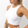 Жилет для йоги, женский спортивный топ, черный, белый цвет, укороченные топы, бесшовная уличная одежда, вязанная в рубчик дышащая майка для тренировок, женская без подкладок