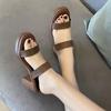 Fashion Simple Breeze Block Heel Sandals Women's Fashion Square Toe Open Toe One Strap Platform Non-Slip High Heels