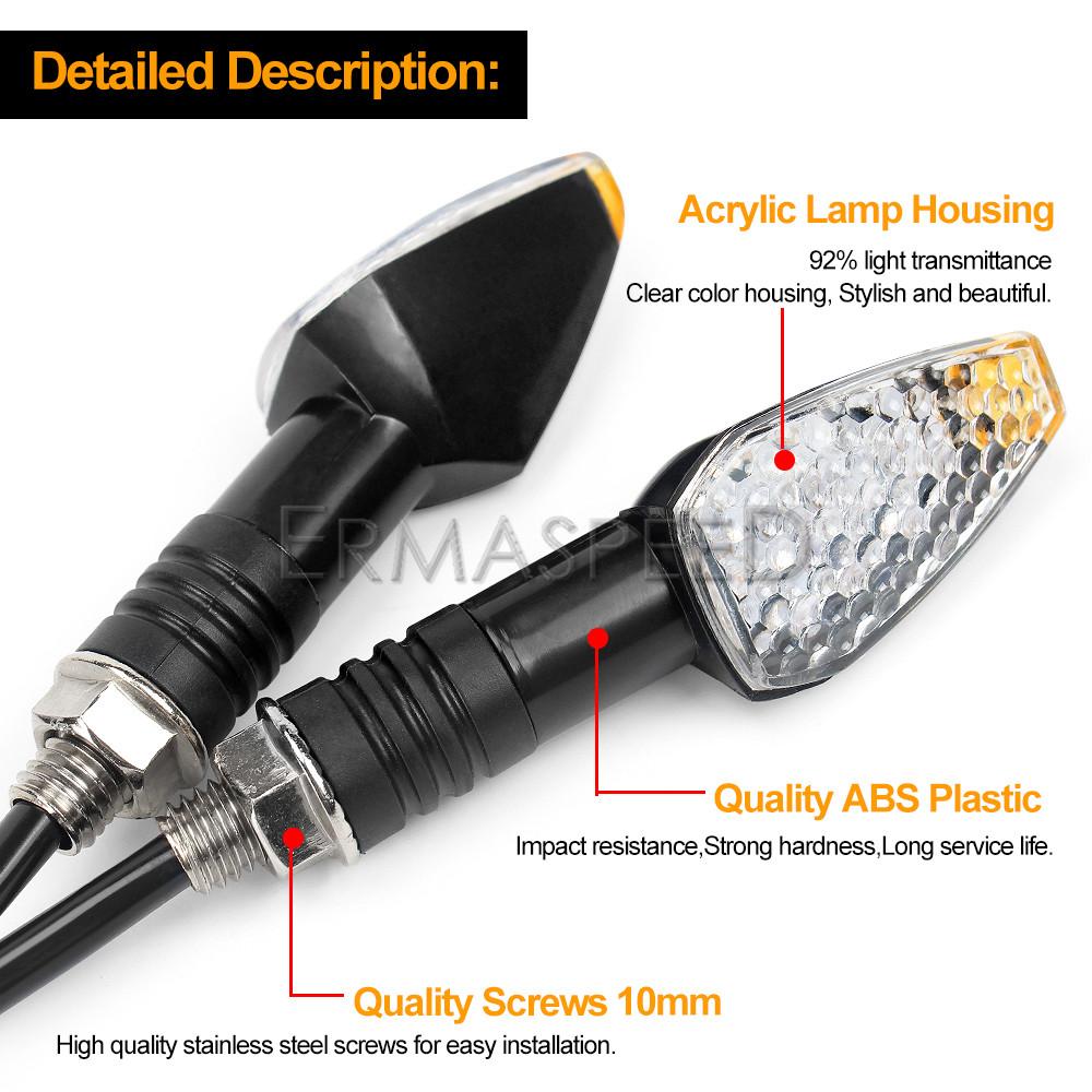 Пара универсальных мотоциклетных светодиодных указателей поворота, мигалок, передних и задних индикаторов для мотоцикла, скутера MT09 Z1000