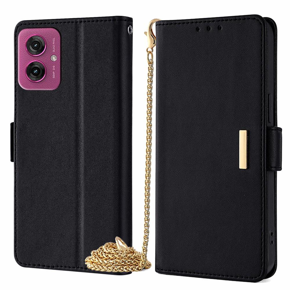 For Motorola Moto G55 5G Case PU Leather Wallet Stand Phone Cover with Crossbody Shoulder Strap