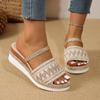 2024 Летние женские тапочки, уличные пляжные сандалии, эспадрильи ручной работы в богемном стиле, тапочки на платформе, шлепанцы, большой размер 43