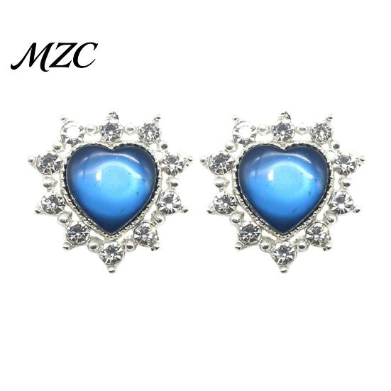 Handmade Accessory Materials 2Pcs Cat Eye Heart Faux Gems, Alloy Rhinestone Brooch Buttons, 23mm Jewelry Making Accessories Flatback Gemstone