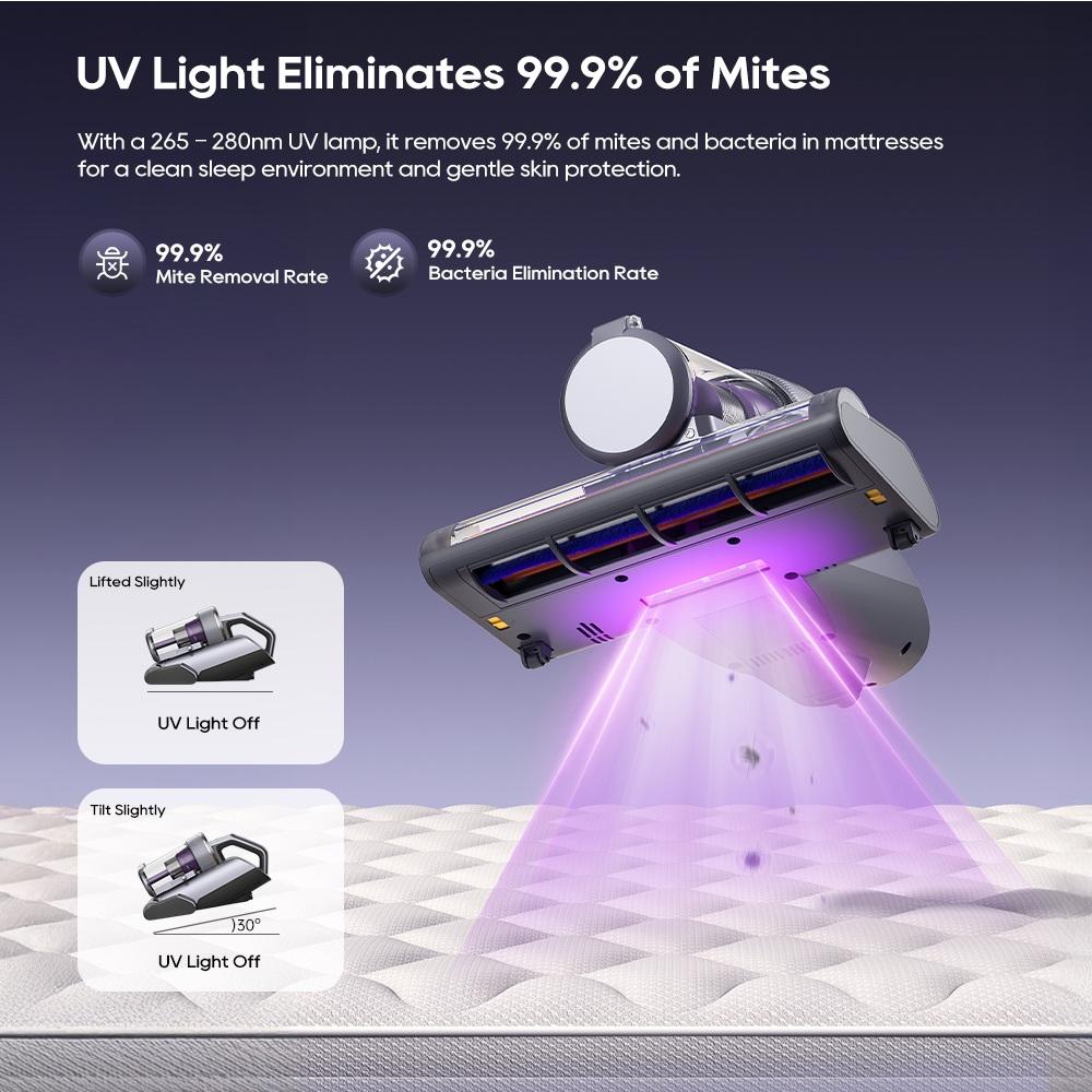 JIMMY BX8 Pro Mattress Vacuum Cleaner – 17 kPa suction, 65°C graphene heating, UV mite elimination, aroma diffusion